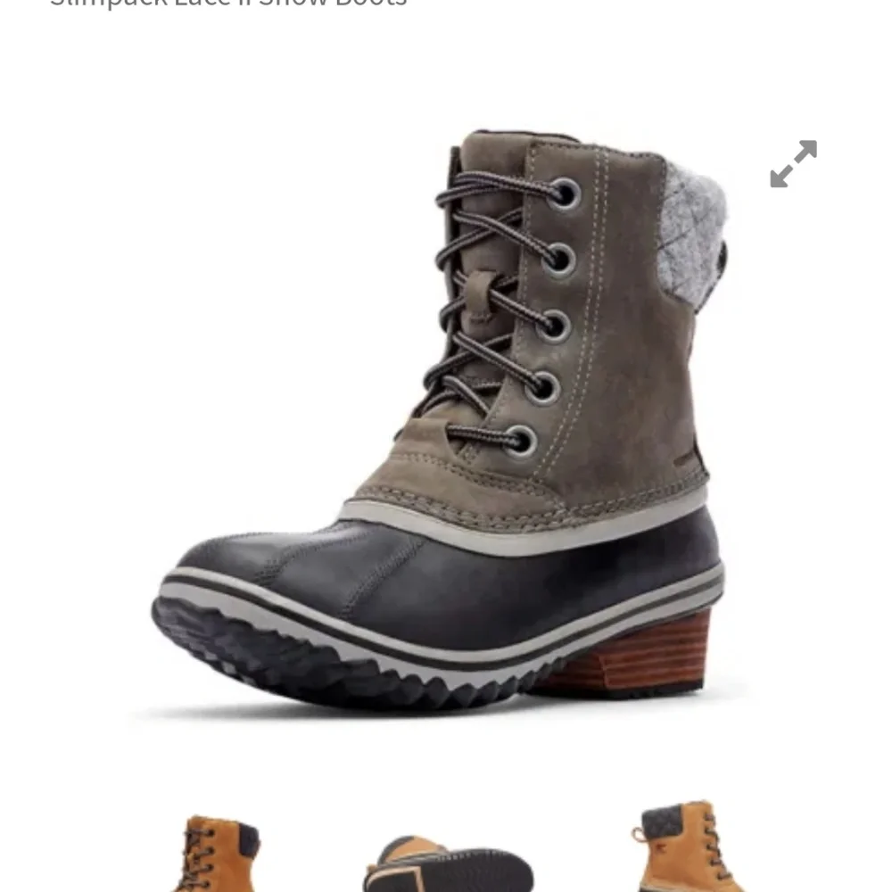 Sorel Womens Slimpack Lace II Snow Boots Quarry Gray‎ Black Waterproof Size 10.5